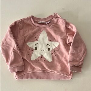 Zara 3-6 months Blush Pink Kids Sweatshirt with Smiling Star